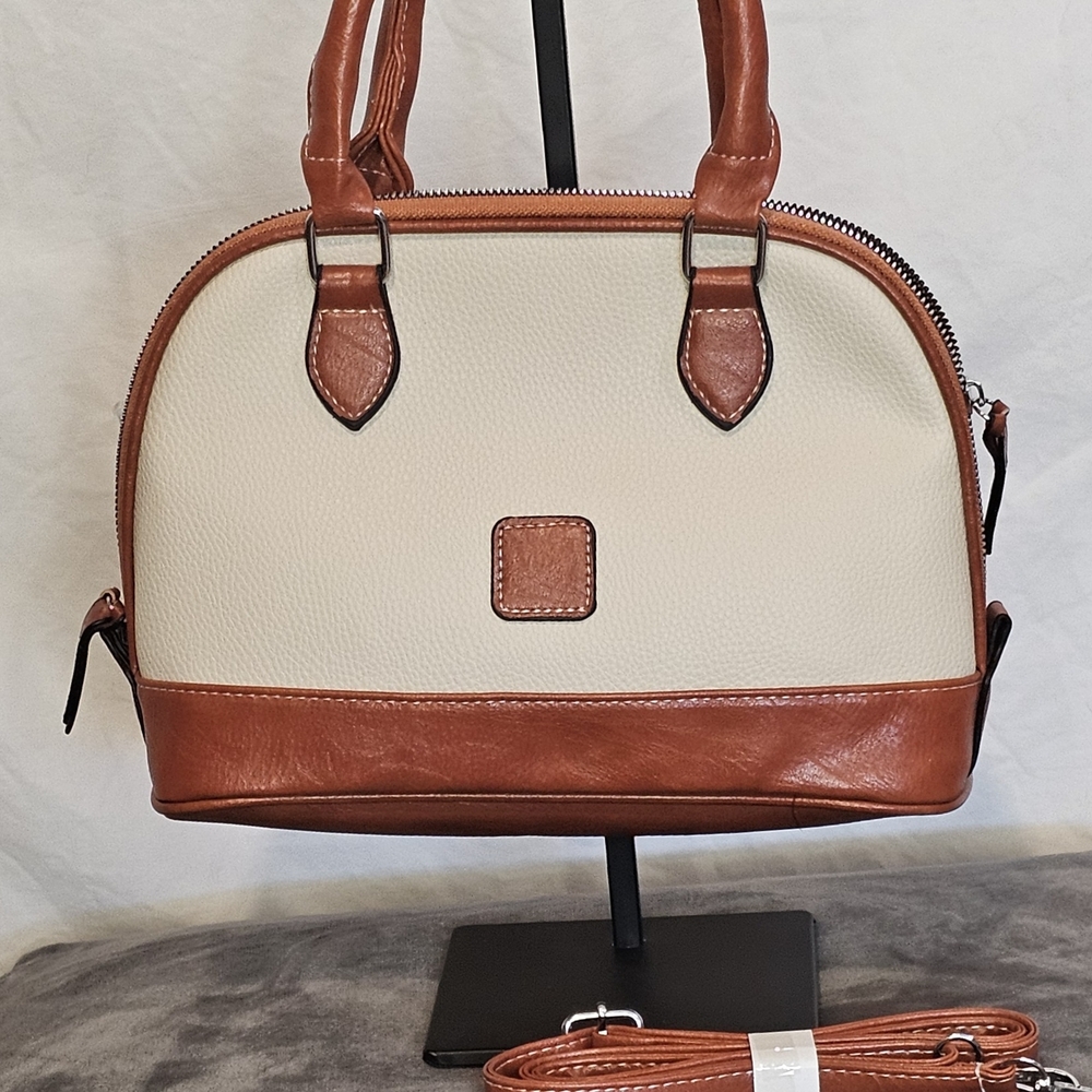 *NEW* Designer Inspired Chic Tan and Cream Satchel